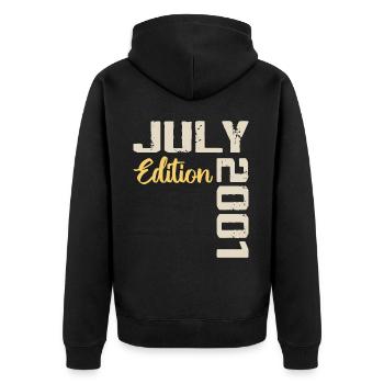 Juillet 2001 Chemise D’anniversaire Juillet 2001 - Veste à capuche bio Premium Unisexe - noir - Dos - Nico (187cm)