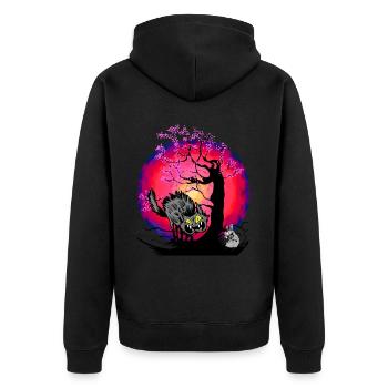 Halloween Cat Cats Mouse Mice - Unisex Premium Organic Zip Hoodie - black - Back - Nico (187cm)