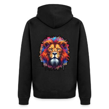 Proud lion in graffiti style - Unisex Premium Organic Zip Hoodie - black - Back - Nico (187cm)
