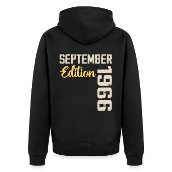September 1966 - 58th Anniversary September 1966 - Unisex Premium Organic Zip Hoodie - black - Back - Nico (187cm)