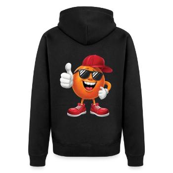 Orange - Unisex Premium Bio Zip Hoodie - Schwarz - Hinten - Nico (187cm)