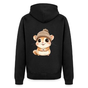 Hamster mignon mignon bébé enfants animal dessin animé - Veste à capuche bio Premium Unisexe - noir - Dos - Nico (187cm)