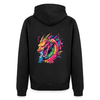 Dragon Colorful Fantasy Magic Mysticism Mythology Art - Unisex Premium Organic Zip Hoodie - black - Back - Nico (187cm)