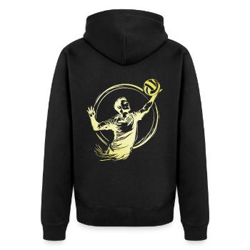 Volleyball Spieler - Unisex Premium Bio Zip Hoodie - Schwarz - Hinten - Nico (187cm)