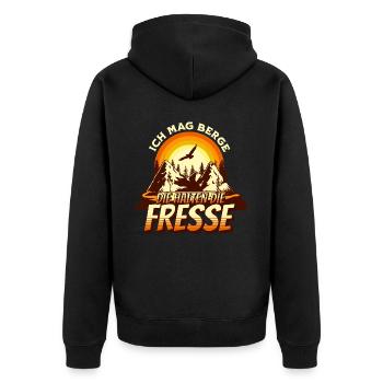 I like mountains that keep their mouths shut Hiking motif - Unisex Premium Organic Zip Hoodie - black - Back - Nico (187cm)