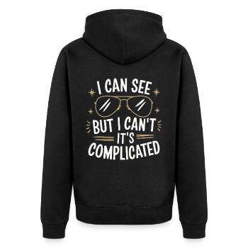 Blinde Blindheit Sehbehinderte Menschen - Unisex Premium Bio Zip Hoodie - Schwarz - Hinten - Nico (187cm)
