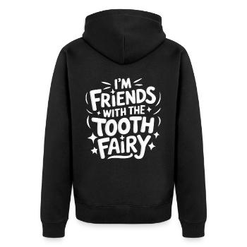 Zahnarzt Zahnarzthelferin Zähne - Unisex Premium Bio Zip Hoodie - Schwarz - Hinten - Nico (187cm)