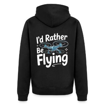 Dronen Pilot Quadrocopter Drone - Unisex Premium Bio Zip Hoodie - Schwarz - Hinten - Nico (187cm)