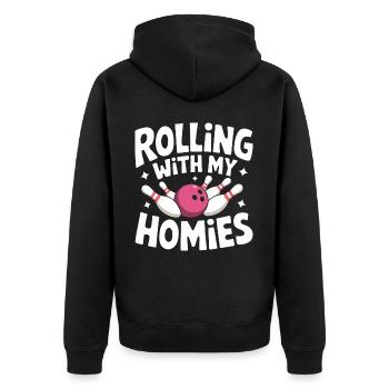 Bowling Bowler Pin Ball Bowling Ball - Unisex Premium Bio Zip Hoodie - Schwarz - Hinten - Nico (187cm)