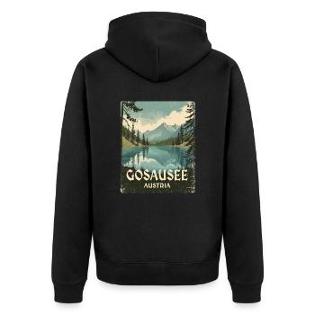 Gosausee - Unisex Premium Bio Zip Hoodie - Schwarz - Hinten - Nico (187cm)
