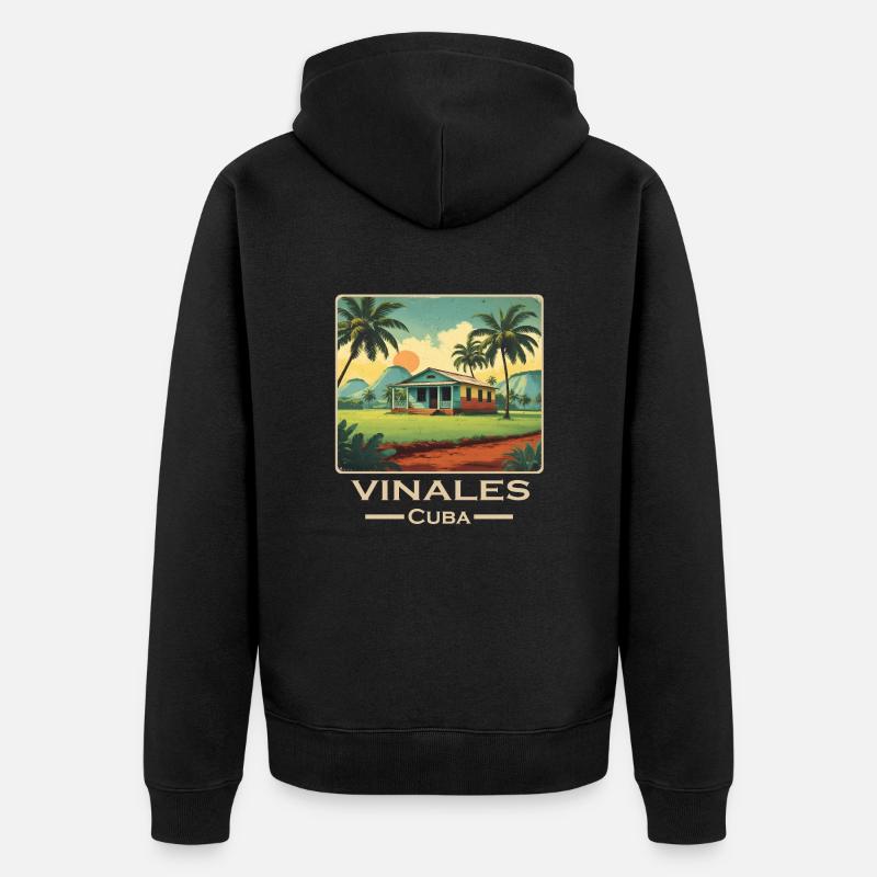 Viñales Cuba alternatif rétro - Veste à capuche bio Premium Unisexe - noir