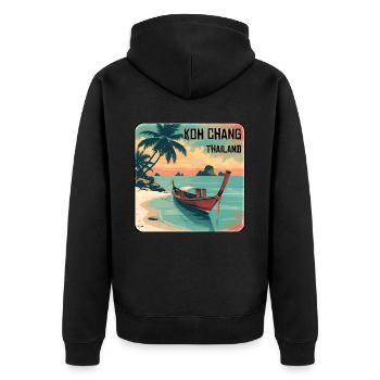 Koh Chang - Unisex Premium Bio Zip Hoodie - Schwarz - Hinten - Nico (187cm)