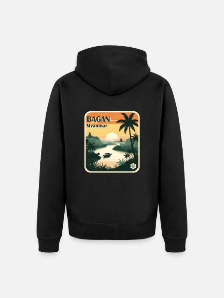 Bagan, Myanmar - Unisex Premium Organic Zip Hoodie - black