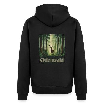 Odenwald - Unisex Premium Bio Zip Hoodie - Schwarz - Hinten - Nico (187cm)