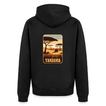 Tansania Afrika Safari - Unisex Premium Bio Zip Hoodie - Schwarz - Hinten - Nico (187cm)