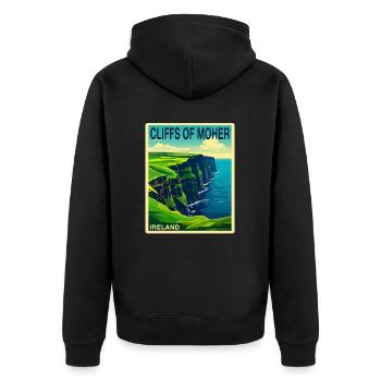 falaises de moher Irlande - Veste à capuche bio Premium Unisexe - noir - Dos - Nico (187cm)