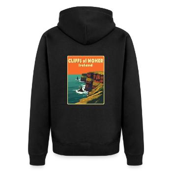 falaises de moher Irlande - Veste à capuche bio Premium Unisexe - noir - Dos - Nico (187cm)