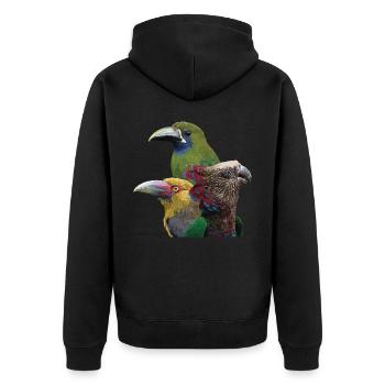 Toucans and parrot - Unisex Premium Organic Zip Hoodie - black - Back - Nico (187cm)