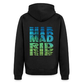 Madrid Spain City Skyline Home Love - Unisex Premium Organic Zip Hoodie - black - Back - Nico (187cm)