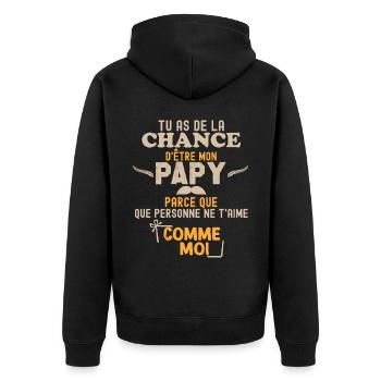 Papy chance Cadeau Grand Père - Veste à capuche bio Premium Unisexe - noir - Dos - Nico (187cm)