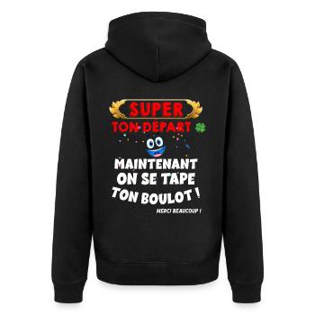 Cadeau Humour Collègue Départ Homme Et Femme - Veste à capuche bio Premium Unisexe - noir - Dos - Nico (187cm)