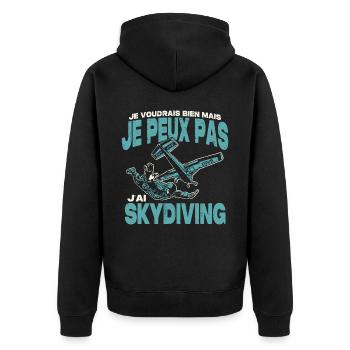 Je peux pas j'ai skydiving. - Veste à capuche bio Premium Unisexe - noir - Dos - Nico (187cm)