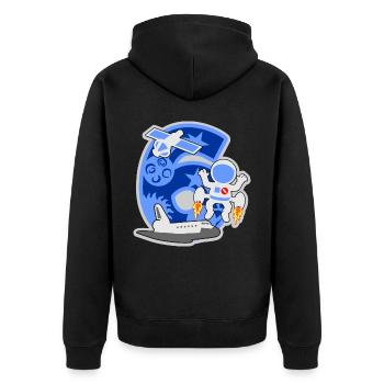 Astronaut 6. Geburtstagsparty Nummer 6 - 6 Jahre - Unisex Premium Bio Zip Hoodie - Schwarz - Hinten - Nico (187cm)