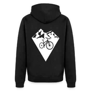 Diamantform - Berg - Radsport - (4) - Unisex Premium Bio Zip Hoodie - Schwarz - Hinten - Nico (187cm)