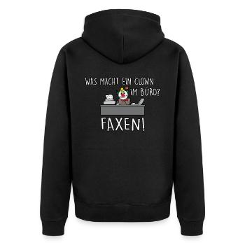 Clown im Büro - Unisex Premium Bio Zip Hoodie - Schwarz - Hinten - Nico (187cm)