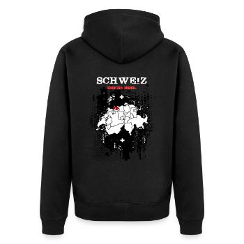 Kanton Basel - Unisex Premium Bio Zip Hoodie - Schwarz - Hinten - Nico (187cm)