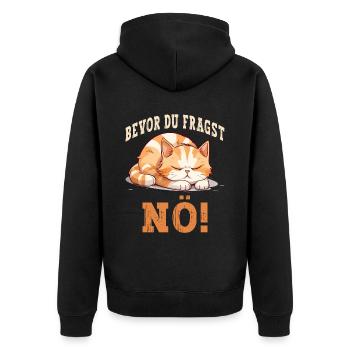 Bevor Du Fragst Nö Nein Katze Lustig Spruch Humor - Unisex Premium Bio Zip Hoodie - Schwarz - Hinten - Nico (187cm)