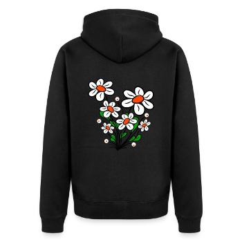 Gänseblümchen Margeriten Blumenranke Blüte blumig - Unisex Premium Bio Zip Hoodie - Schwarz - Hinten - Nico (187cm)