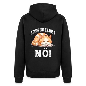 Bevor Du Fragst Nö Nein Katze Lustig Spruch Humor - Unisex Premium Bio Zip Hoodie - Schwarz - Hinten - Nico (187cm)
