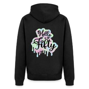 Célébrer 50ème Anniversaire Femme 50 Ans Tie Dye - Veste à capuche bio Premium Unisexe - noir - Dos - Nico (187cm)