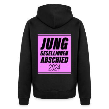 Junggesellinnenabschied 2024 Jga - Unisex Premium Bio Zip Hoodie - Schwarz - Hinten - Nico (187cm)