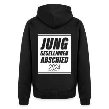 Junggesellinnenabschied 2024 Jga - Unisex Premium Bio Zip Hoodie - Schwarz - Hinten - Nico (187cm)
