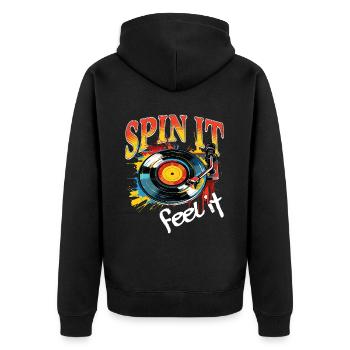 Vinyl Schallplatte Platte LP Plattenspieler Retro - Unisex Premium Bio Zip Hoodie - Schwarz - Hinten - Nico (187cm)