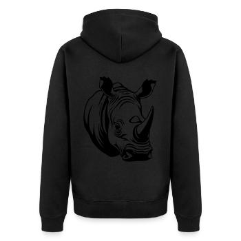 Symbole du bien-être animal rhinocéros - Veste à capuche bio Premium Unisexe - noir - Dos - Nico (187cm)