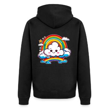Cute cloud with rainbow - Unisex Premium Organic Zip Hoodie - black - Back - Nico (187cm)