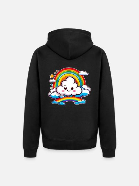 Cute cloud with rainbow - Unisex Premium Organic Zip Hoodie - black