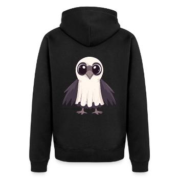 Raven Bird Halloween Comic Ghost - Unisex Premium Organic Zip Hoodie - black - Back - Nico (187cm)