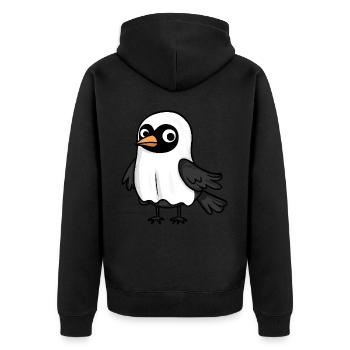 Rabe Krähe Halloween Comic Geist - Unisex Premium Bio Zip Hoodie - Schwarz - Hinten - Nico (187cm)