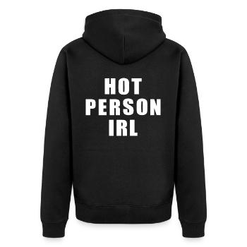 Hot person irl - Veste à capuche bio Premium Unisexe - noir - Dos - Nico (187cm)