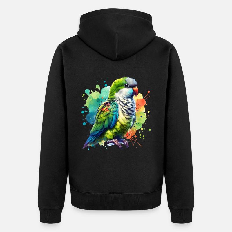 Mönchssittich Geschenk - Unisex Premium Bio Zip Hoodie - Schwarz
