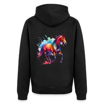 Andalusier Geschenk Pferd - Unisex Premium Bio Zip Hoodie - Schwarz - Hinten - Nico (187cm)