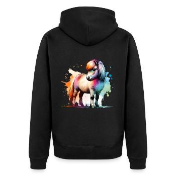 Isländer Geschenk Island Pferde - Unisex Premium Bio Zip Hoodie - Schwarz - Hinten - Nico (187cm)