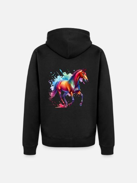 Irisches Zugpferd Geschenk Pferd - Unisex Premium Bio Zip Hoodie - Schwarz