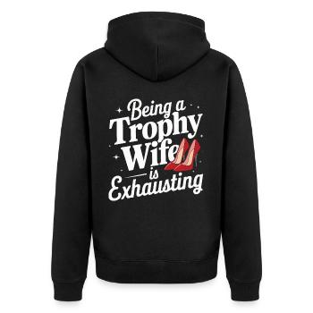 Frau Ehefrau Partnerin Familie Verheiratet - Unisex Premium Bio Zip Hoodie - Schwarz - Hinten - Nico (187cm)