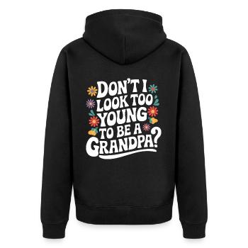 Papy Grand-père Famille Fête des pères - Veste à capuche bio Premium Unisexe - noir - Dos - Nico (187cm)