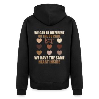 Same Heart Inside - Black History Month, Men Women - Veste à capuche bio Premium Unisexe - noir - Dos - Nico (187cm)